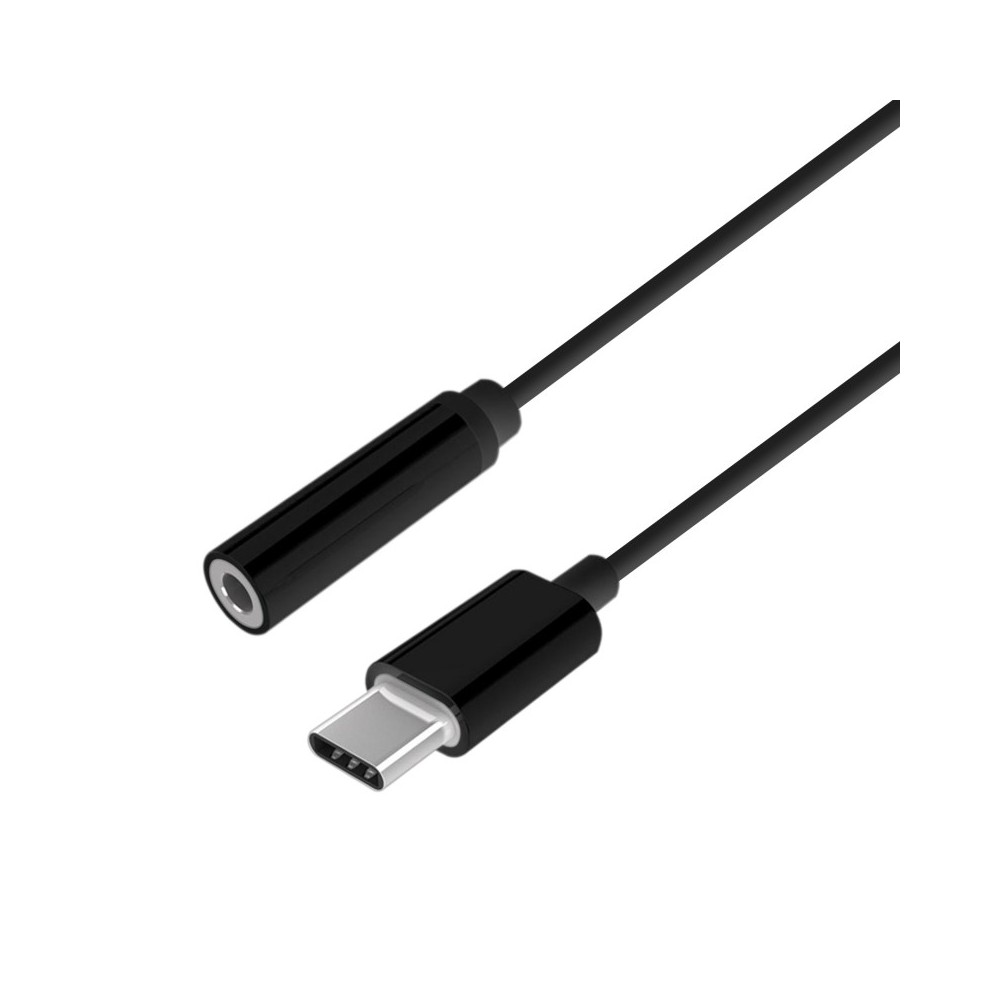 AISENS Conversor USB-C a audio estilo Apple, USB-CM-Jack 3.5H, Negro, 15 cm