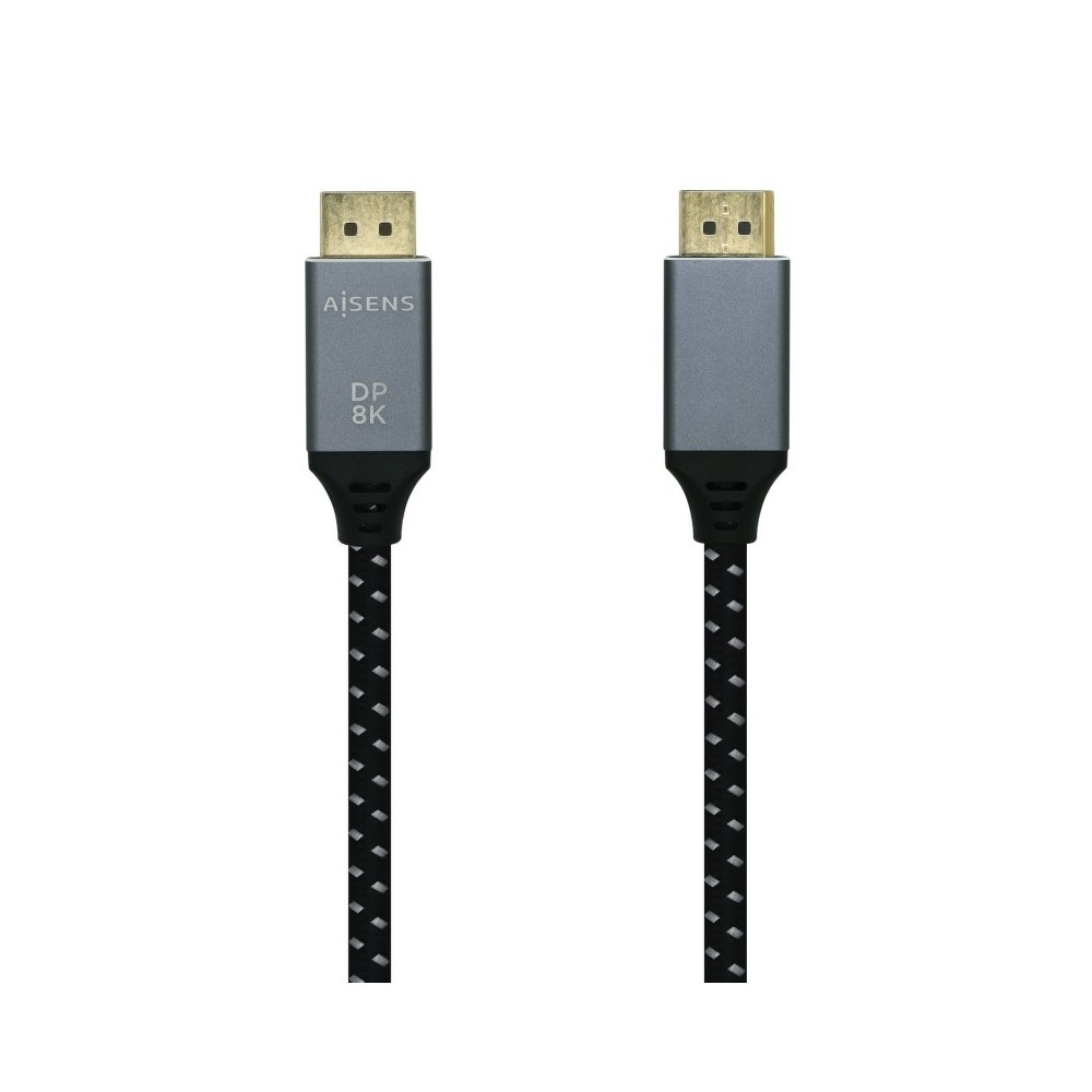 AISENS Cable Displayport V1.4 8k@60hz, DPM-DPM, GrisNegro, 1.5m