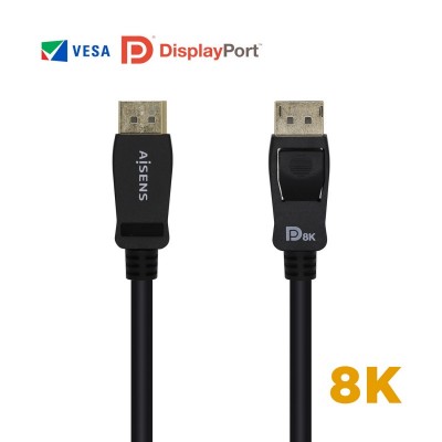 AISENS Cable Displayport Certificado V1.4 8k@60hz, DPM-DPM, Negro, 2.0m