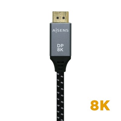 AISENS Cable Displayport V1.4 8k@60hz, DPM-DPM, GrisNegro, 2.0m