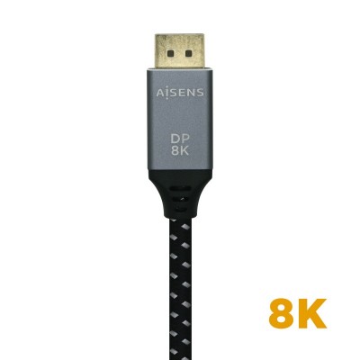 AISENS Cable Displayport V1.4 8k@60hz, DPM-DPM, GrisNegro, 1.5m