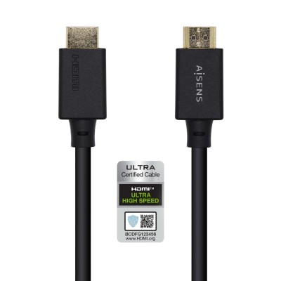 AISENS Cable HDMI V2.1 Ultra Alta Velocidad  HEC Certificado 8k@60Hz 48Gbps, AM-AM, Negro, 2.0m