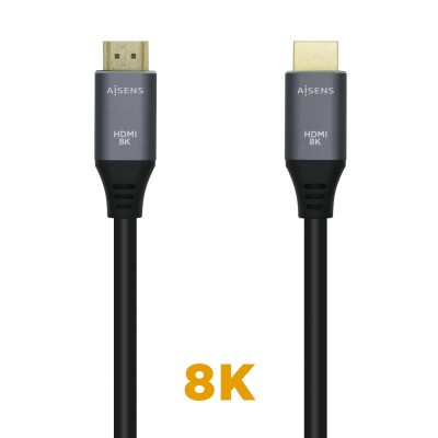 AISENS Cable HDMI V2.1 Ultra Alta Velocidad  HEC 8k@60Hz 48Gbps, AM-AM, GrisNegro, 2.0m