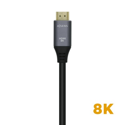 AISENS Cable HDMI V2.1 Ultra Alta Velocidad  HEC 8k@60Hz 48Gbps, AM-AM, GrisNegro, 1.5m