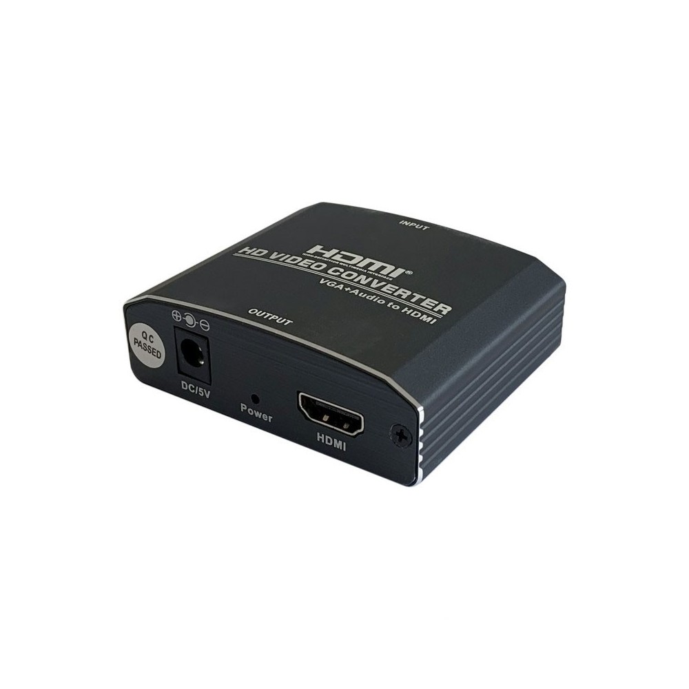 AISENS Conversor SVGA+Audio a HDMI con alimentación, SVGAH+JACK 3.5H-HDMI AH, Negro