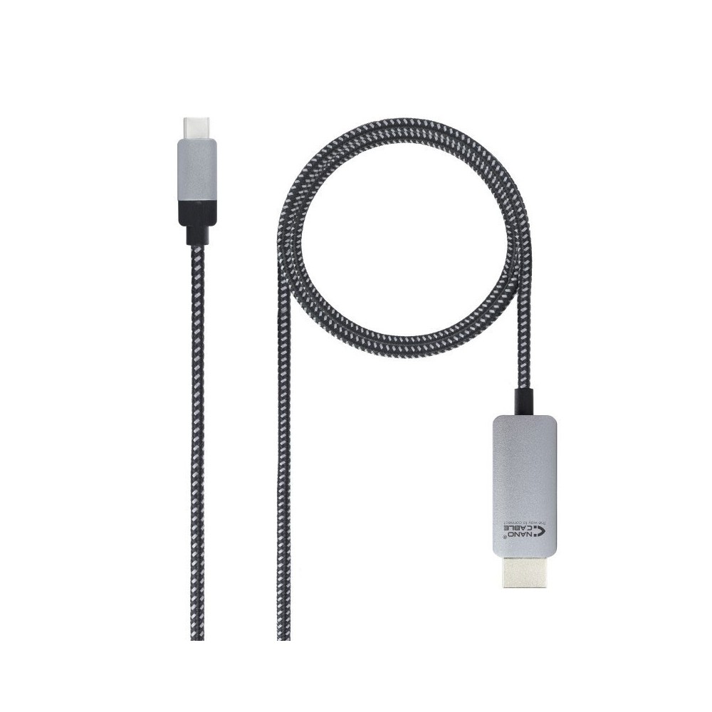 Nanocable 10.15.5103 adaptador de cable de vídeo 3 m USB Tipo C HDMI Aluminio, Negro