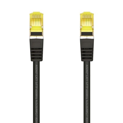 AISENS Cable De Red Latiguillo RJ45 LSZH Cat.7 600 MHz SFTP PIMF AWG26, Negro, 0.5 m