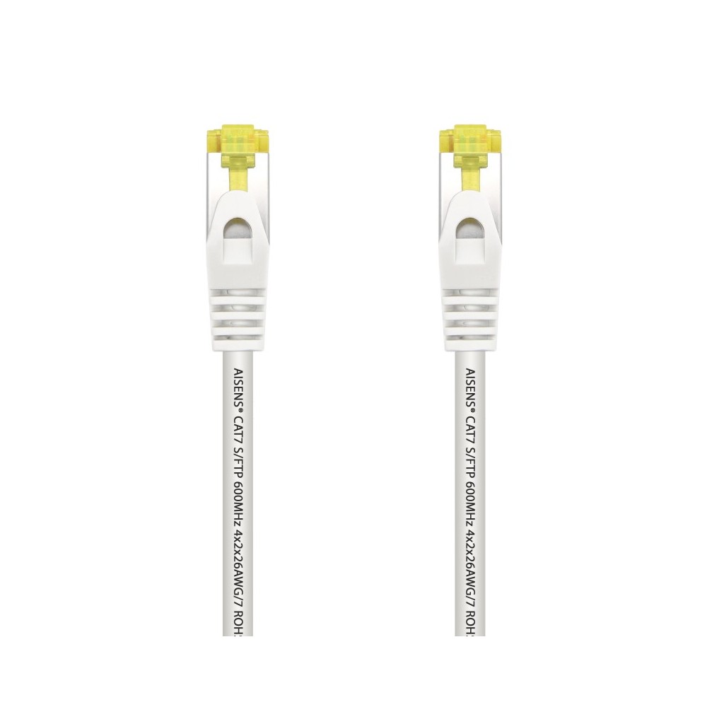 AISENS Cable De Red Latiguillo RJ45 LSZH Cat.7 600 MHz SFTP PIMF AWG26, Blanco, 25 cm