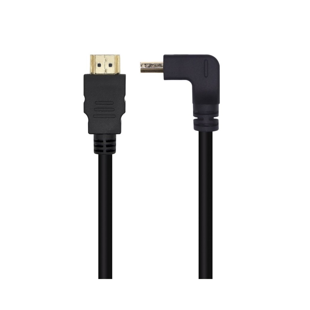 AISENS Cable HDMI V2.0 Acodado Premium Alta Velocidad  HEC 4K@60Hz 18Gbps, AM-AM, Negro, 2.0m
