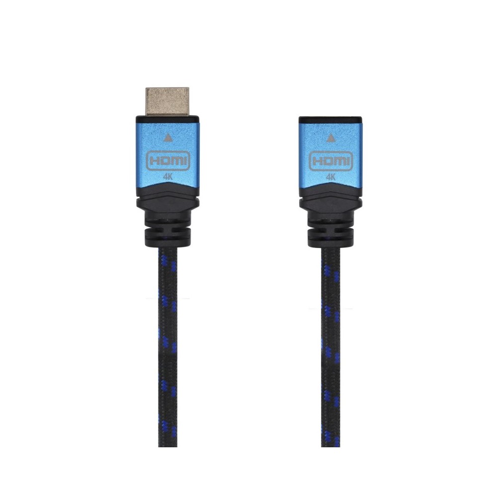 AISENS Cable HDMI V2.0 Prolongador Premium Alta Velocidad  HEC 4K@60Hz 18Gbps, AM-AH, NegroAzul, 1.0m