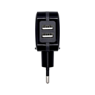 AISENS Cargador USB 17W 5V3.4A, 2xUSB Con Control AI, Negro