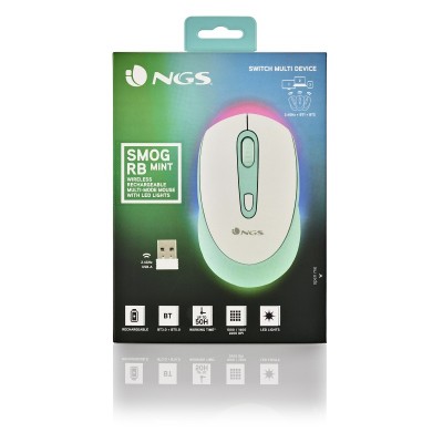 NGS SMOG MINT-RB ratón Ambidextro RF Wireless + Bluetooth Óptico 2400 DPI