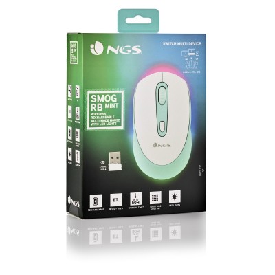 NGS SMOG MINT-RB ratón Ambidextro RF Wireless + Bluetooth Óptico 2400 DPI