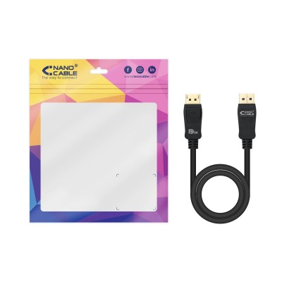 Nanocable Cable DISPLAYPORT 1.4 CERTIFICADO VESA, DPM – DPM, Negro, 0.5 m