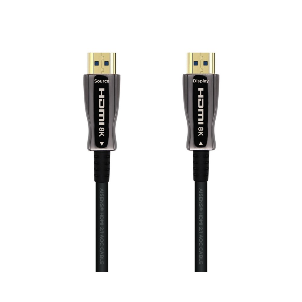 AISENS Cable HDMI V2.1 AOC Ultra Alta Velocidad  HEC 8k@60Hz 4k@120Hz 4:4:4 48Gbps, AM-AM, Negro, 10m