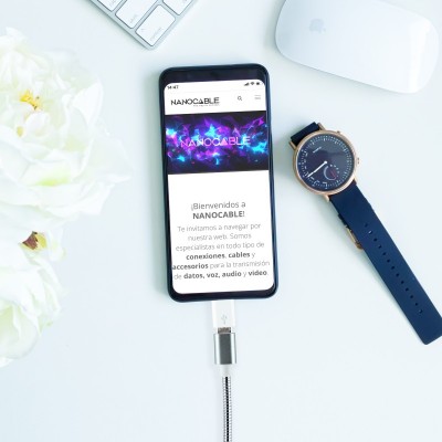 Nanocable Adaptador Lightning a Micro USB, LightningM-Micro BH Blanco