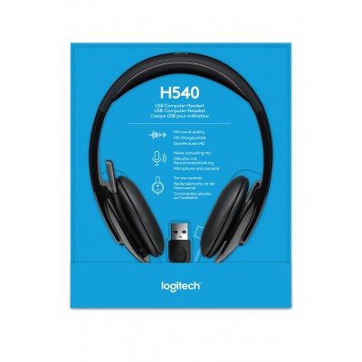 Logitech H540 Auriculares Alámbrico Diadema OficinaCentro de llamadas USB tipo A Negro