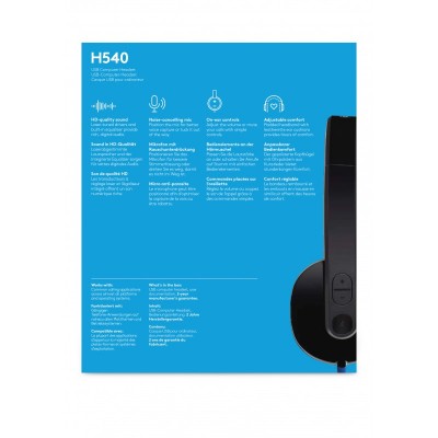 Logitech H540 Auriculares Alámbrico Diadema OficinaCentro de llamadas USB tipo A Negro