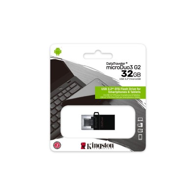 Kingston Technology DataTraveler microDuo3 G2 unidad flash USB 32 GB USB Type-A  Micro-USB 3.2 Gen 1 (3.1 Gen 1) Negro