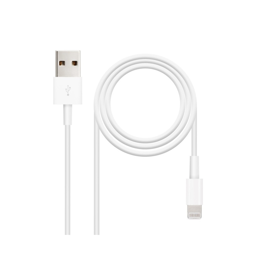 Nanocable Cable Lightning a USB-A, LightningM -USB AM, Blanco, 50 cm