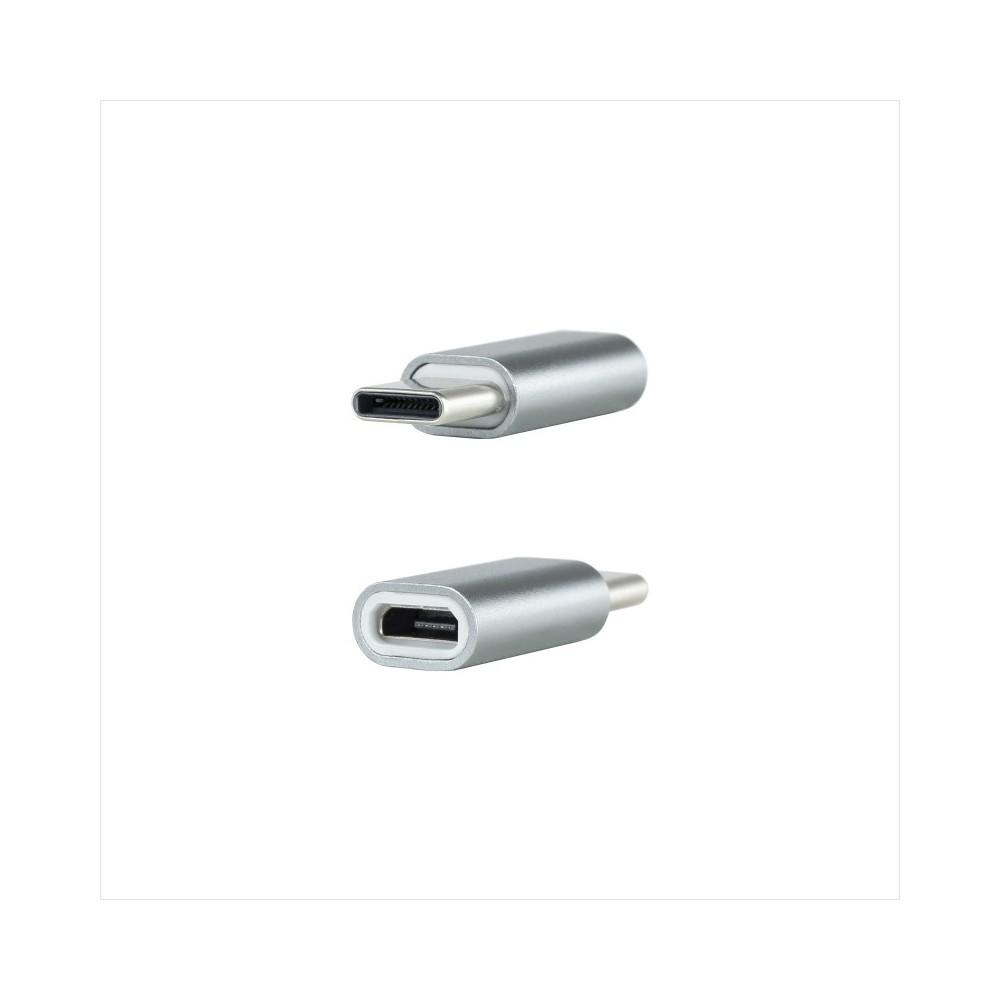 Nanocable Adaptador USB-C a Micro USB, USB-CM-Micro BH, Aluminio, Gris
