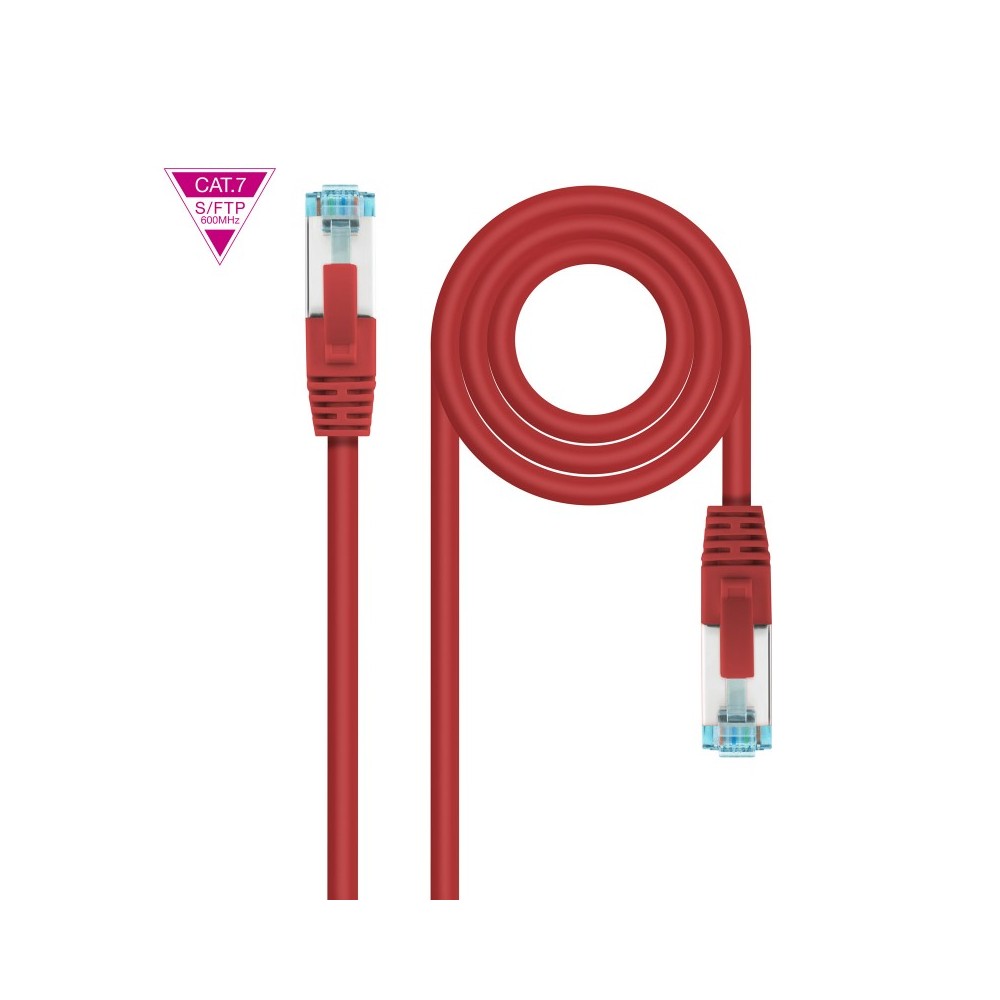 Nanocable Cable de Red Cat.7 600MHZ LSZH SFTP PIMF AWG26, Rojo, 50 cm