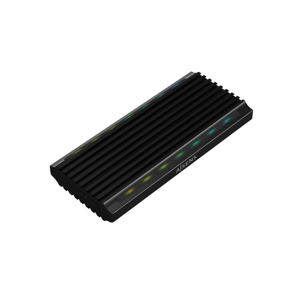AISENS Caja Externa M.2 RGB Gaming ASM2-RGB012B SATANVMe A USB3.1 Gen2, Negra