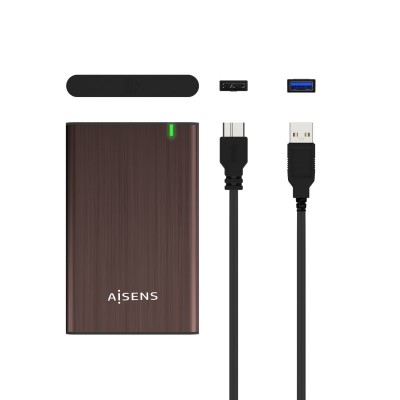 AISENS Caja Externa 2.5" ASE-2525BWN 9.5 mm SATA A USB 3.0USB 3.1 Gen1, Marron