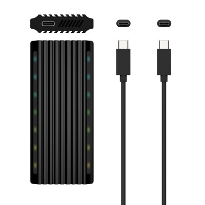 AISENS Caja Externa M.2 RGB Gaming ASM2-RGB012B SATANVMe A USB3.1 Gen2, Negra