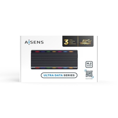 AISENS Caja Externa M.2 RGB Gaming ASM2-RGB012B SATANVMe A USB3.1 Gen2, Negra