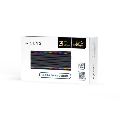 AISENS Caja Externa M.2 RGB Gaming ASM2-RGB012B SATANVMe A USB3.1 Gen2, Negra
