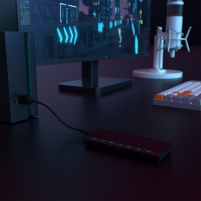 AISENS Caja Externa M.2 RGB Gaming ASM2-RGB012B SATANVMe A USB3.1 Gen2, Negra