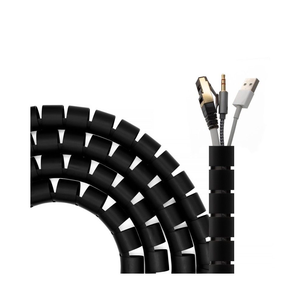 AISENS Organizador De Cable En Espiral 25mm, Negro, 3.0 m