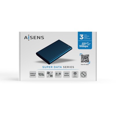 AISENS Caja Externa 2.5" ASE-2525PB 9.5 mm SATA A USB 3.0USB 3.1 Gen1, Azul Pacifico