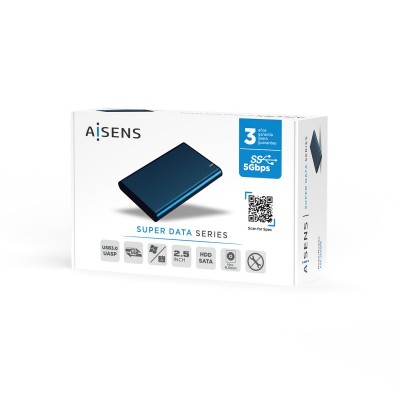 AISENS Caja Externa 2.5" ASE-2525PB 9.5 mm SATA A USB 3.0USB 3.1 Gen1, Azul Pacifico