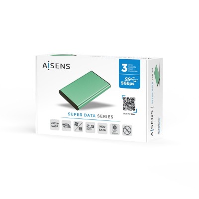 AISENS Caja Externa 2.5" ASE-2525SGN 9.5 mm SATA A USB 3.0USB 3.1 Gen1, Verde Primavera