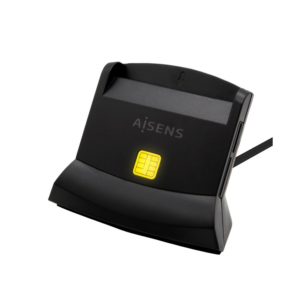 AISENS Lector De Tarjeta Dni Con Lector De Tarjetas SIM, SD, Micro SD, MMC, RS-MMC, MMC Micro, USB-C, Negro