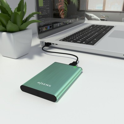 AISENS Caja Externa 2.5" ASE-2525SGN 9.5 mm SATA A USB 3.0USB 3.1 Gen1, Verde Primavera