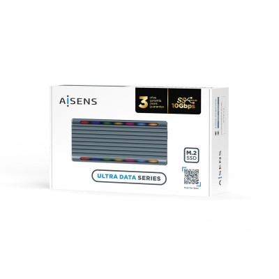 AISENS Caja Externa M.2 RGB Gaming ASM2-RGB011GR SATANVMe A USB3.1 Gen2, Gris