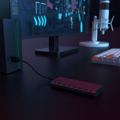 AISENS Caja Externa M.2 RGB Gaming ASM2-RGB011GR SATANVMe A USB3.1 Gen2, Gris