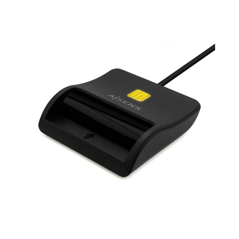 AISENS Lector De Tarjeta Inteligente DNI, USB-C, Negro