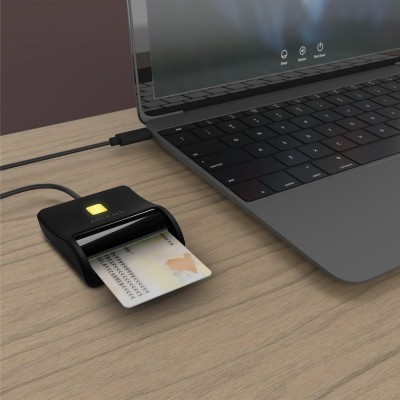 AISENS Lector De Tarjeta Inteligente DNI, USB-C, Negro
