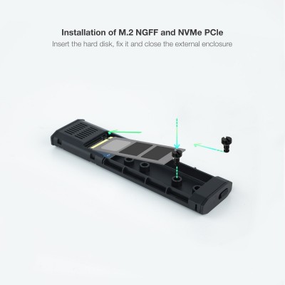 TooQ Shura Caja externa para unidad de estado sólido (SSD) Negro M.2