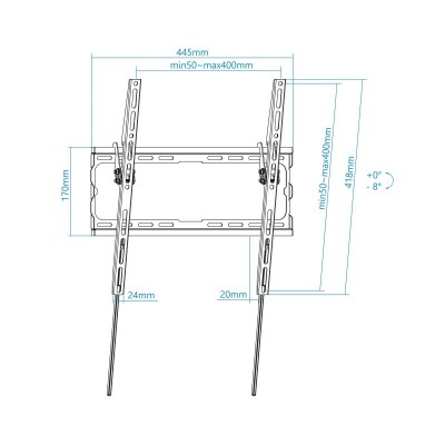 TooQ LP1071T-B soporte para TV 177,8 cm (70") Negro
