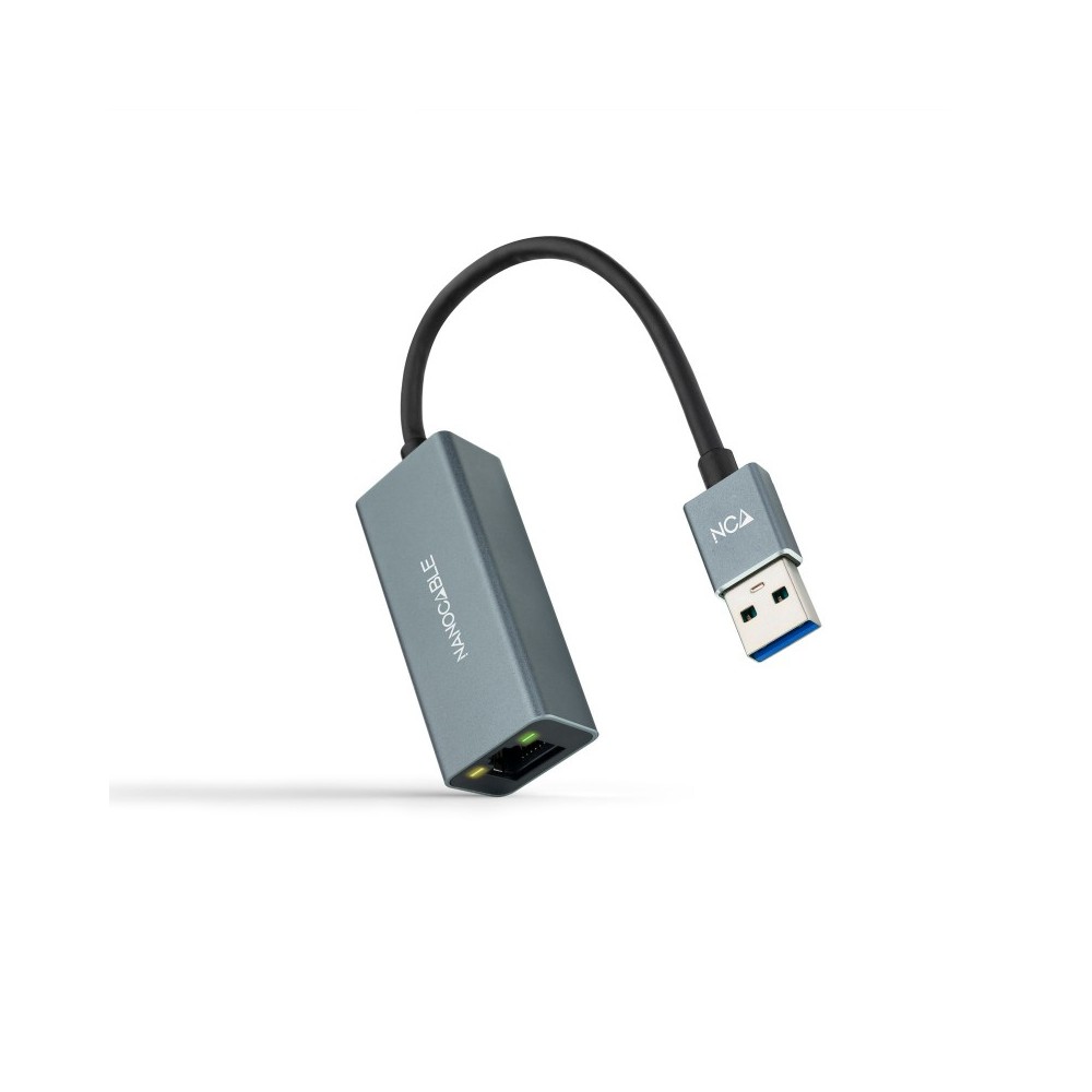 Nanocable Conversor USB 3.0 a Ethernet Gigabit 101001000 Mbps, Aluminio, Gris, 15 cm