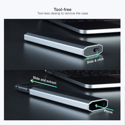 TooQ Shura Caja externa para unidad de estado sólido (SSD) Gris M.2