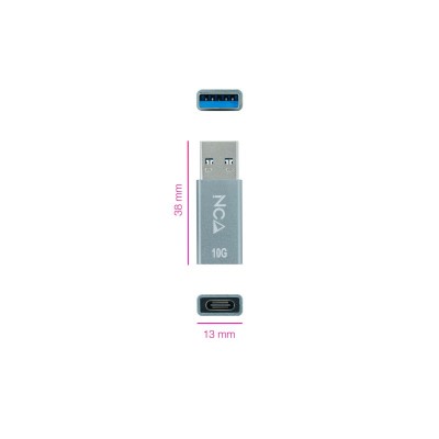 Nanocable Adaptador USB-A 3.1 GEN2 a USB-C, USB-AM-USB-CH, Gris