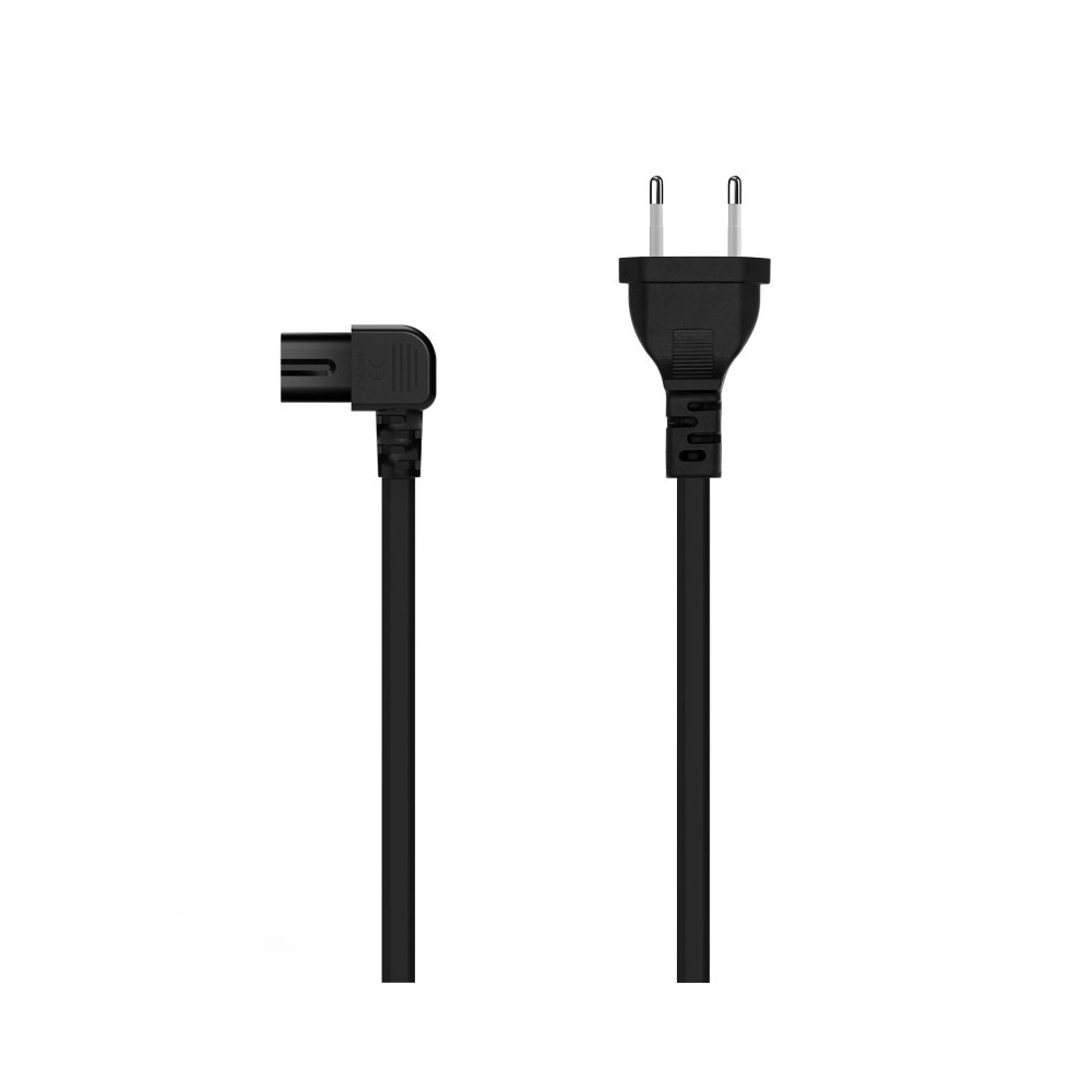 AISENS Cable Alimentación Acodado Forma 8, CEE716M-C7H, Negro, 3.0M