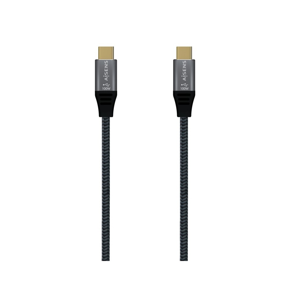 AISENS Cable USB 3.2 Gen2X2 Aluminio 20Gbps 5A 100W E-Mark, Tipo USB-CM-USB-CM, Gris, 2.0M