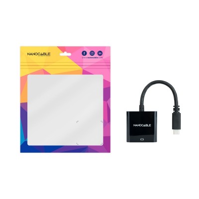 Nanocable Conversor USB-C a VGA, USB-CM-VGAH, Negro, 10 cm